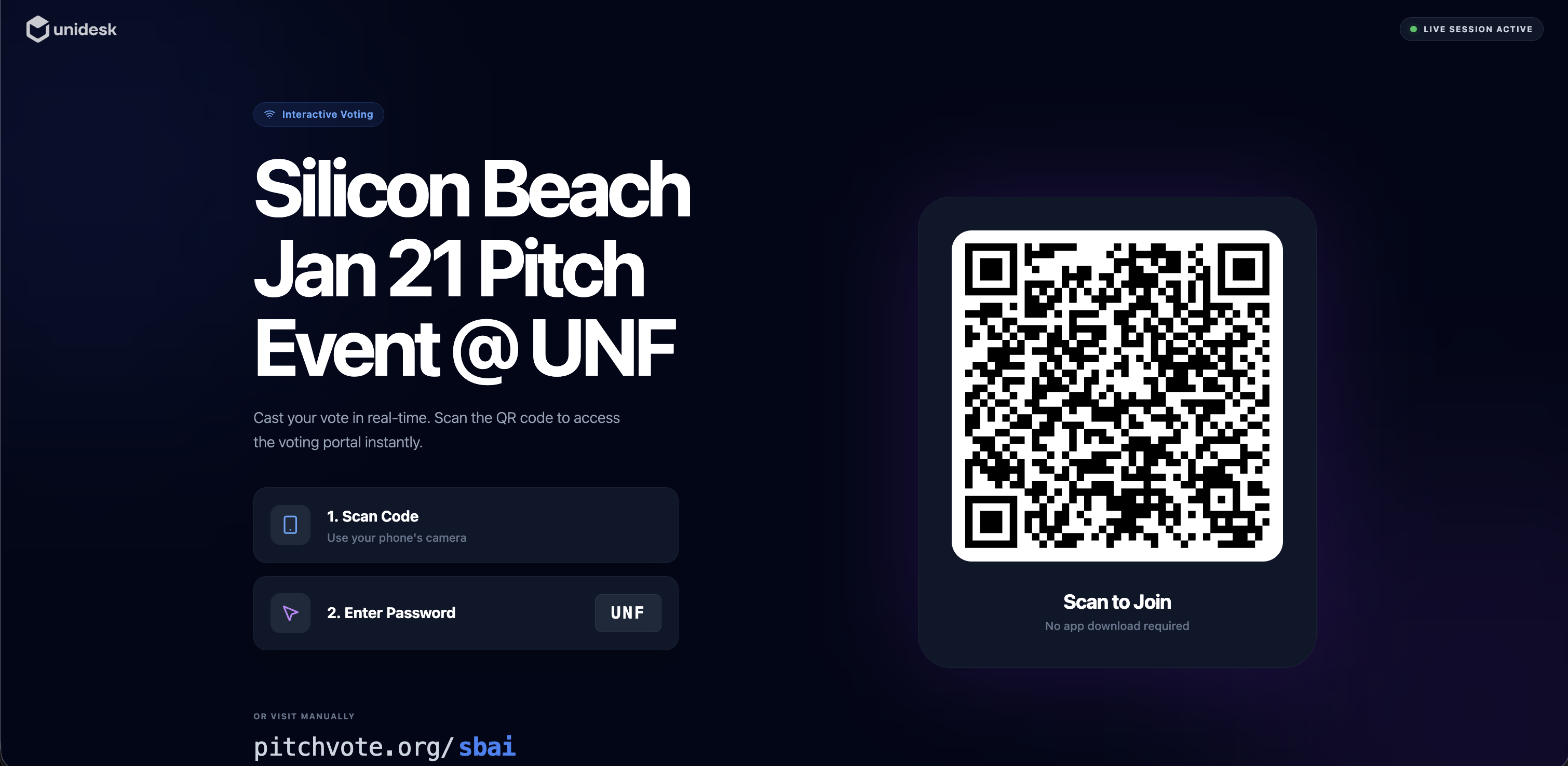 PitchVote desktop view 2