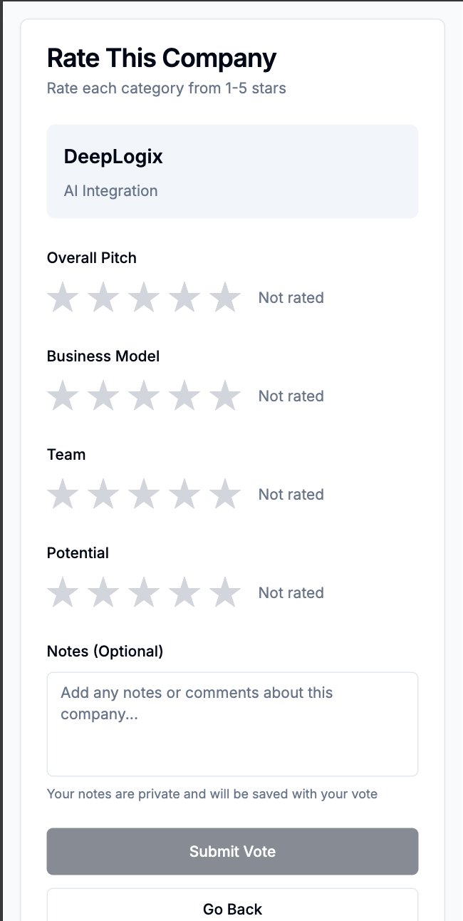 PitchVote mobile view 1